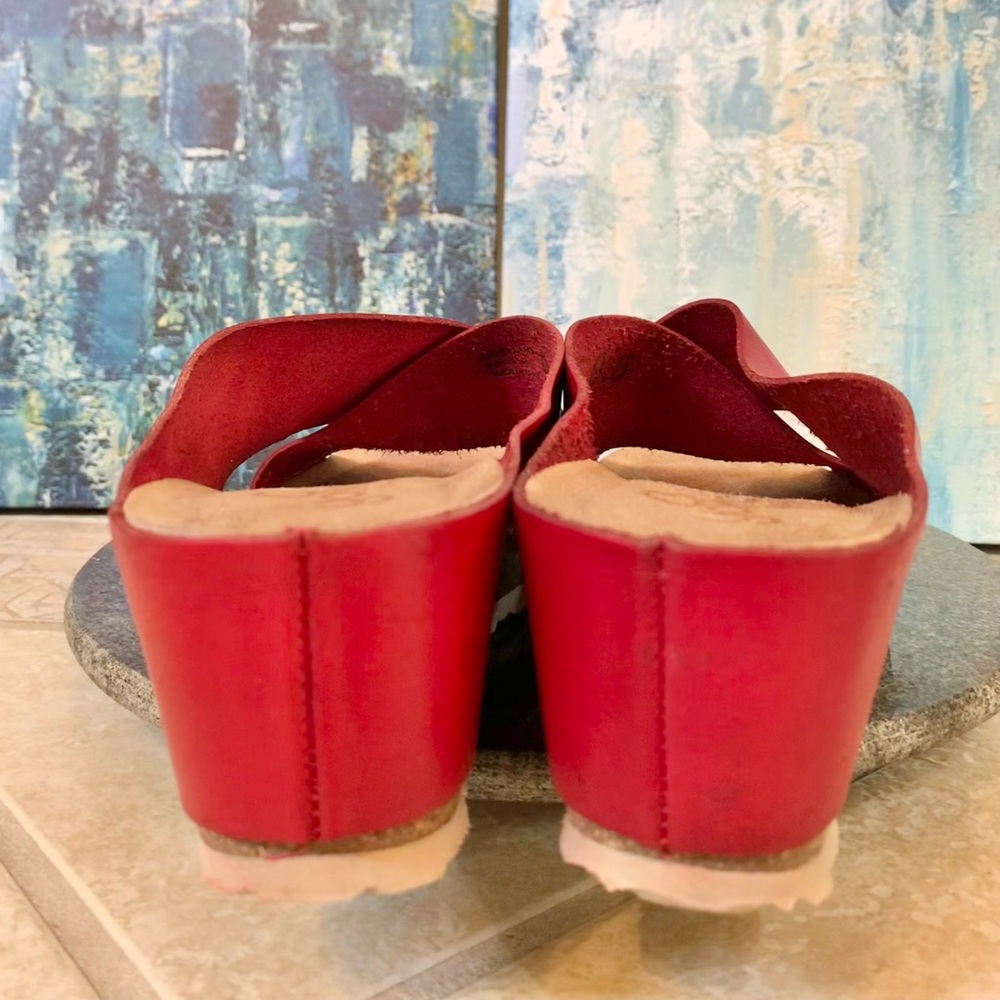 Yokono 9.5 red leather wedges women’s shoes size 9 1/2 - Picture 13 of 14